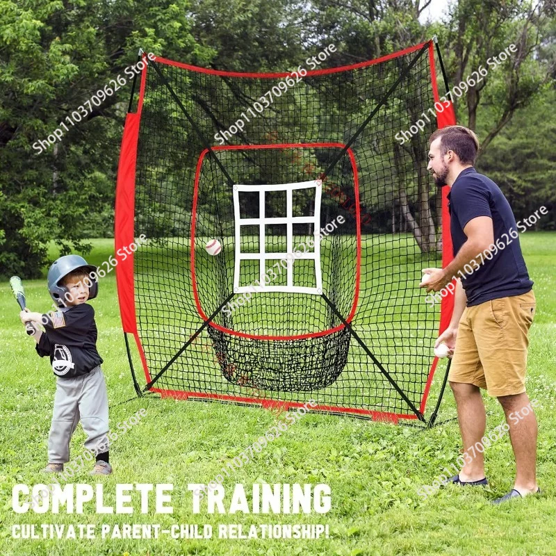 7x7 Baseball Softball Practice Net, Indoor Outdoor Portable Rebound Strike Net for Bat Hitting Training