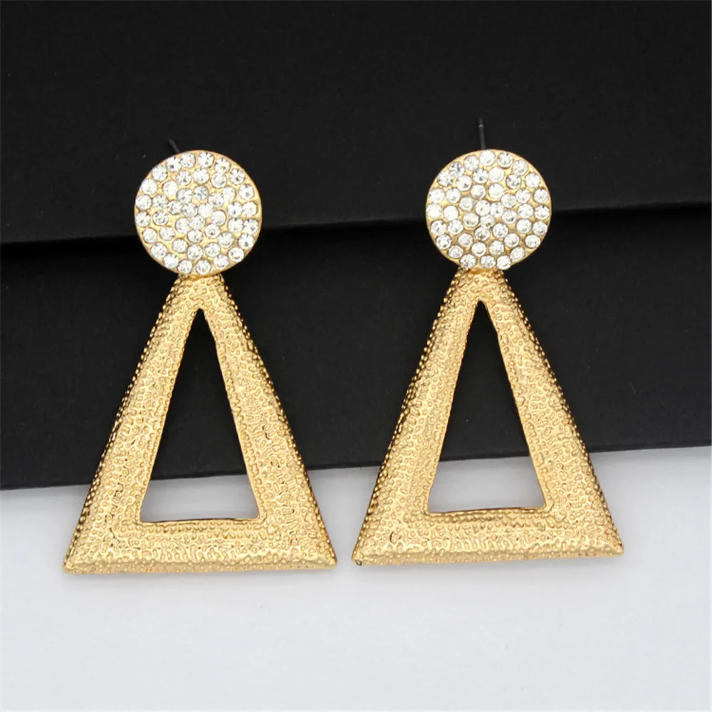 Picture 7: Latest New Popular European Styles Metal Hollow Open Exaggerate Geometric Triangle Pendant Stud Delta Earrings For Women