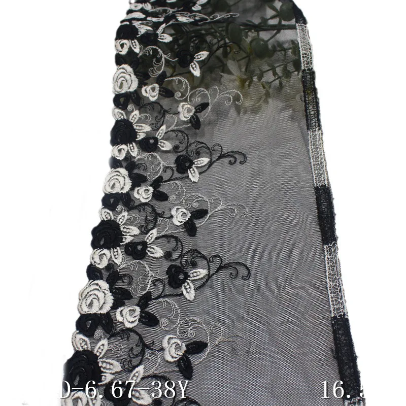 

34Yards Black Embroidered Tulle Lace Trim DIY Mesh Embroidery Lace fabrics for Clothing Sewing Crafts Wedding Occossion 16.5cm