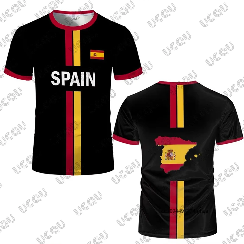 Summer New Spain Flag Print Soccer Jersey For Men Women T-Shirt Outdoor Breathable Sports Training O-neck Tees Casual Kids Tops view 2