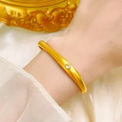 9999 24K real gold ancient point drill horseshoe bracelet opening solid gold high-grade sense bracelet for women boutique jewelr