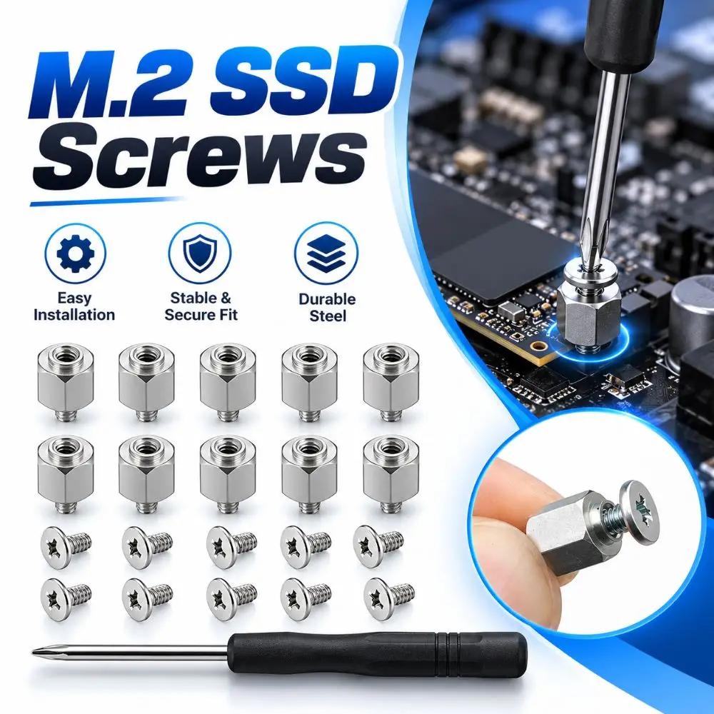 Metal M.2 SSD Screws Black Screws Hex Standoffs Motherboard Standoff Screws With Screwdriver Hard Drive Screws for Desktop PC