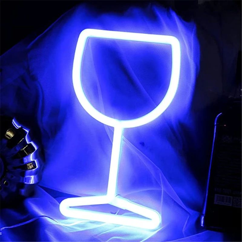 Neon Light Signs Winebowl Wall Hanging Lamp Wall Night Light Usb Battery Operated Neon Sign Bar Room Decor Gifts