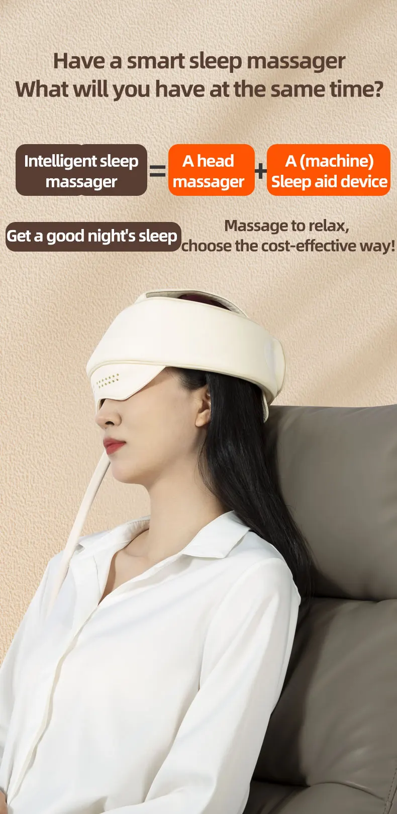 Professional Service  2 in 1 Head Eye Massager with Air Pressure Heating Pain Relief Relaxing  Three-stage Regulation Massage