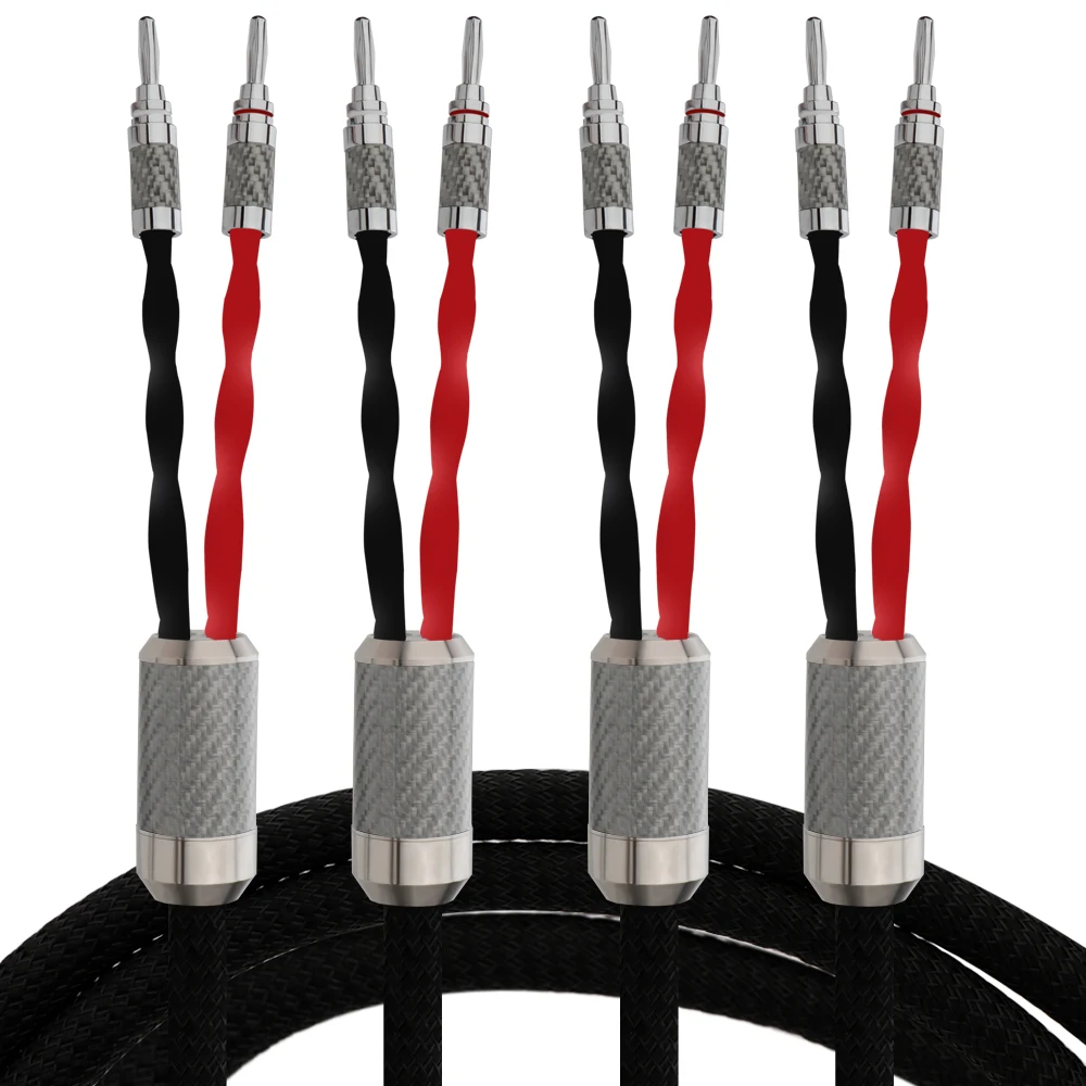 High-End 6N OCC Lautsprecherkabel Kohlefaser Bananenstecker Kanalsplitter, Anschluss des Verstärkers, Heimkino – Detail 5