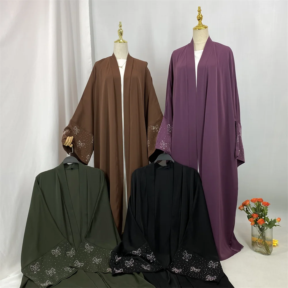 Moda muçulmana temperamento de diamante quente vendendo vestido cardigan