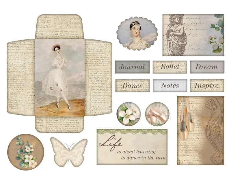 1 paczka Vintage eleganckie baletowe naklejki wyroby Scrapbooking DIY Album śmieci dziennik dekoracyjne naklejki