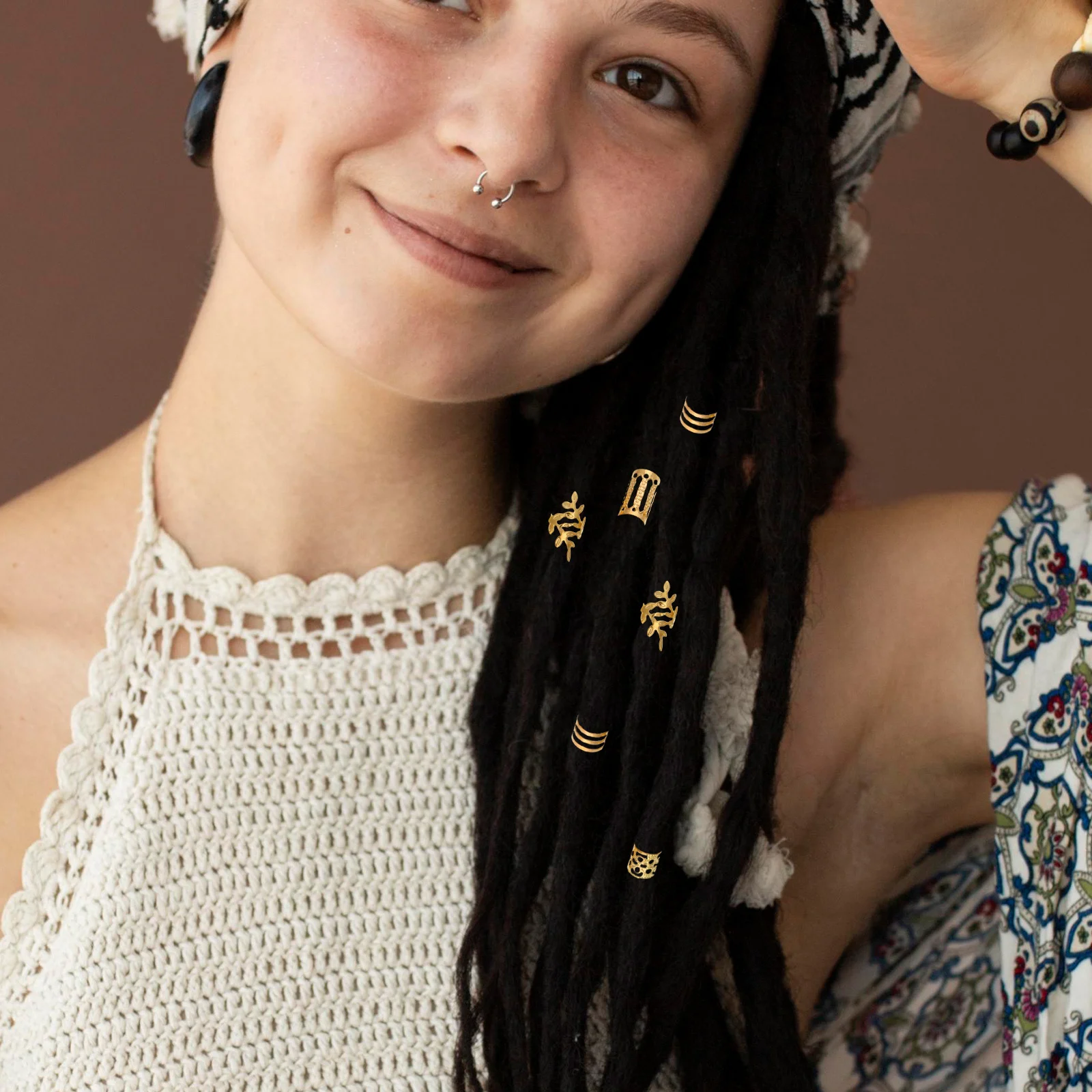 

40Pcs Hair Jewelry for Braids Hollow Iron Rings Fashion Viking Hair Accessories for Dreadlock Extensions Beard Jewelry