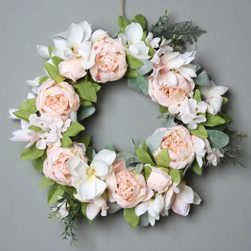 

Искусственная шелковая гирлянда Элегантный венок из искусственного пиона для использования в помещении и на открытом воздухе Красивая искусственная цветочная гирлянда с зеленью для свадьбы