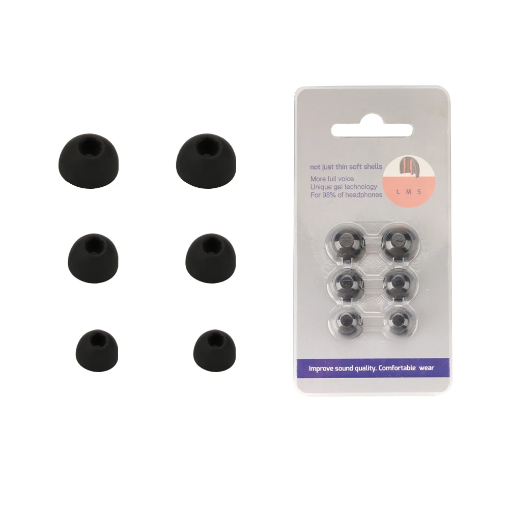 Silicone Eartips Earbuds Tips for ANKER Soundcore Liberty 5 Pro Earphone Kits Cover Replacement Eargels Earcap 6PCS Black White