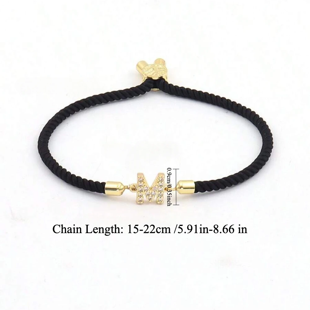Minimalist Letter Bracelets for Women Dainty Classic Adjustable Gold Plated Initials Rope Bracelet For Women