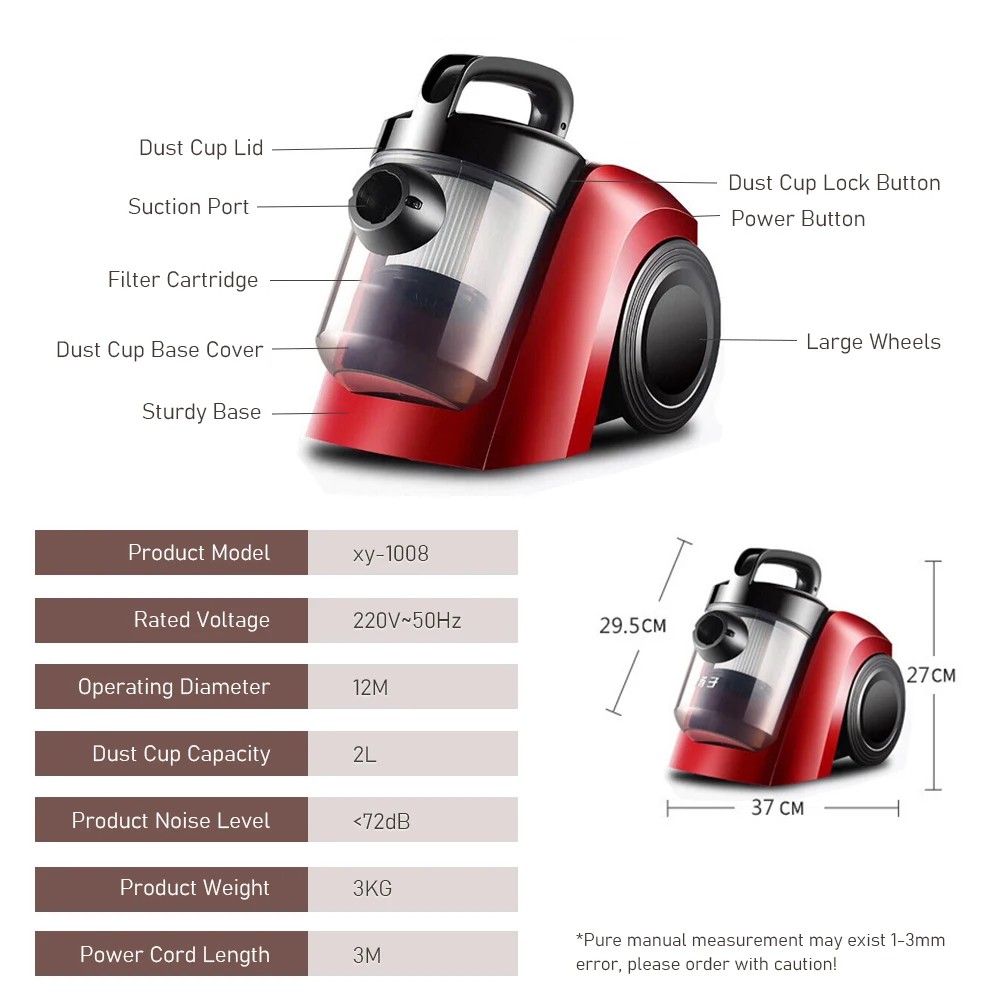 Upright Vacuum Cleaner Large Suction Portable Vacuum Cleaner Multi-function Lightweight Large Capacity Vacuum for Home Pet Car