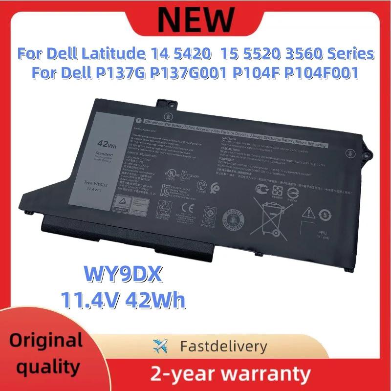 New WY9DX Laptop Battery For Dell Latitude 14 5420 15 5520 3560 P137G P104F Series RJ40G 01K2CF 075X16 0WK3F1 0M3KCN 005R42