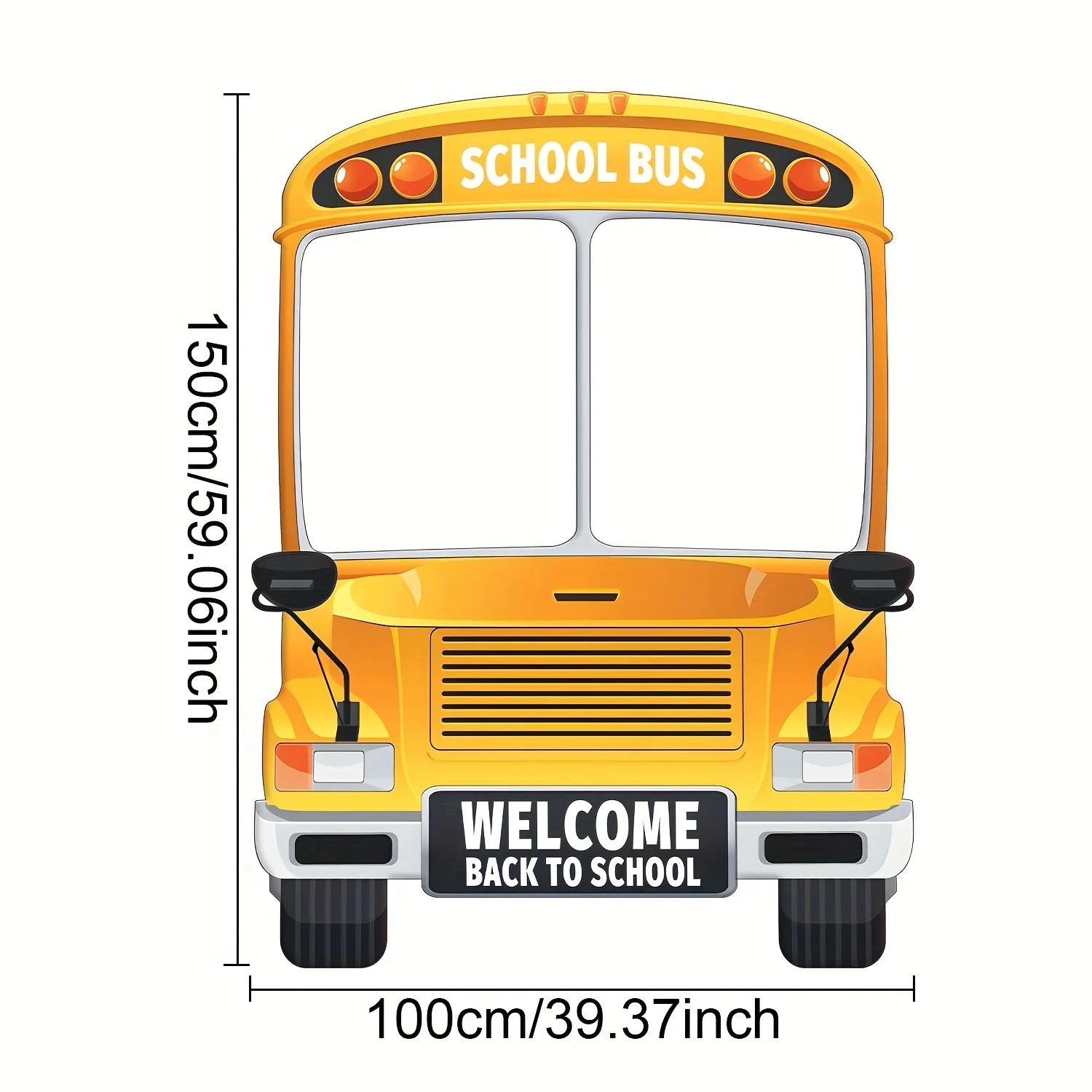 2D flat 1pc back-to-school season photography polyester banner, school bus theme photo props, selfie frame, banner, party