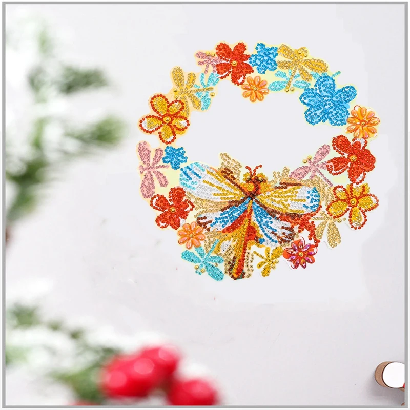 4PCS 5D Diamond Paintings Kits Insect Animals Bee Dragonfly Butterfly Bird Wreath Set For Adults Kids Beginners