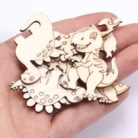 20pcs Mixed Dinosaur Cartoon Wooden Slices For Scrapbooking Embellishments DIY Crafts Supplies Wood Ornament Home Decor 2
