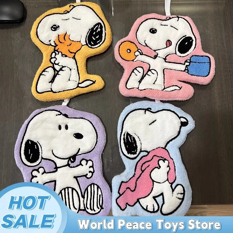 

2026 New Kawaii Snoopy Hanging Hand Towel Cartoon Cute Water-Absorbent Coral Fleece Kitchen Quick-Drying Shower Room Supplies