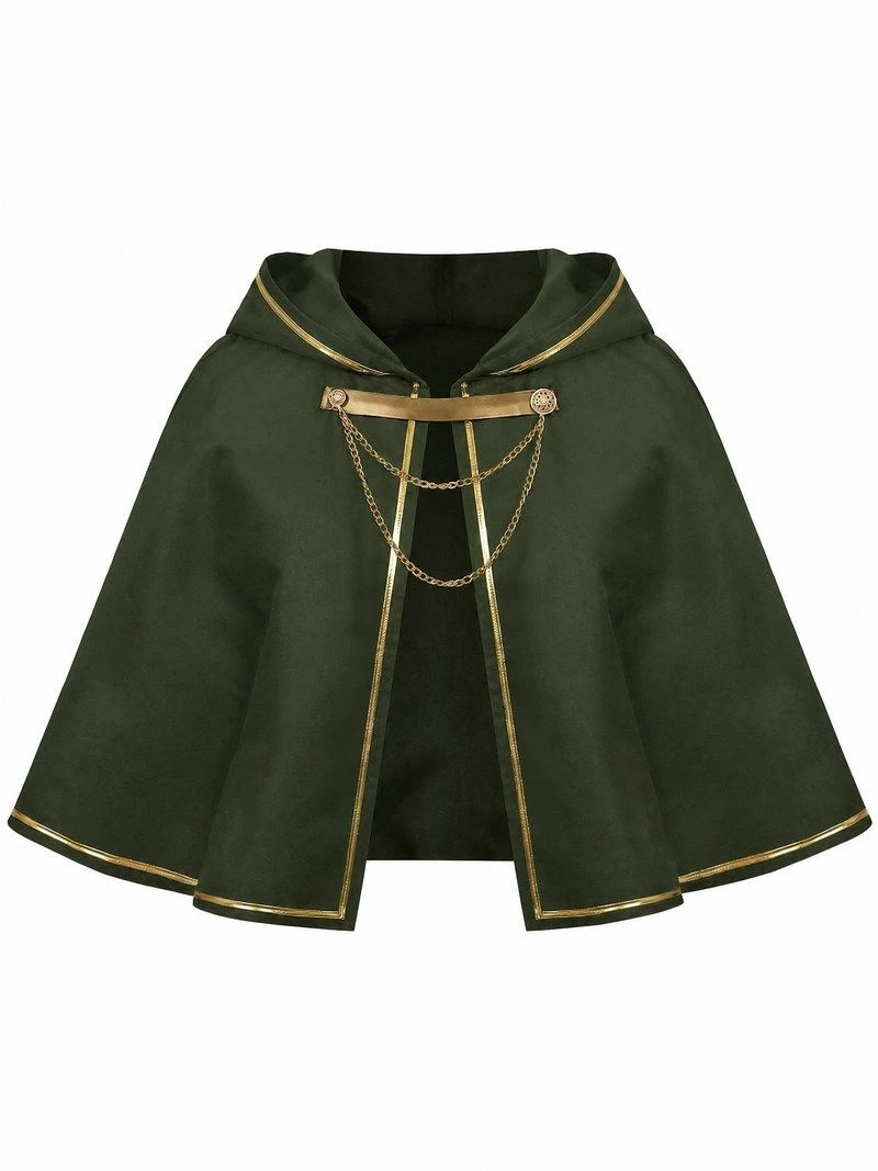 Halloween Medieval  Short Cloak Unisex Hooded Robe Magic Wizard Shoulder Cosplay Costume Polyester Material Women's Style