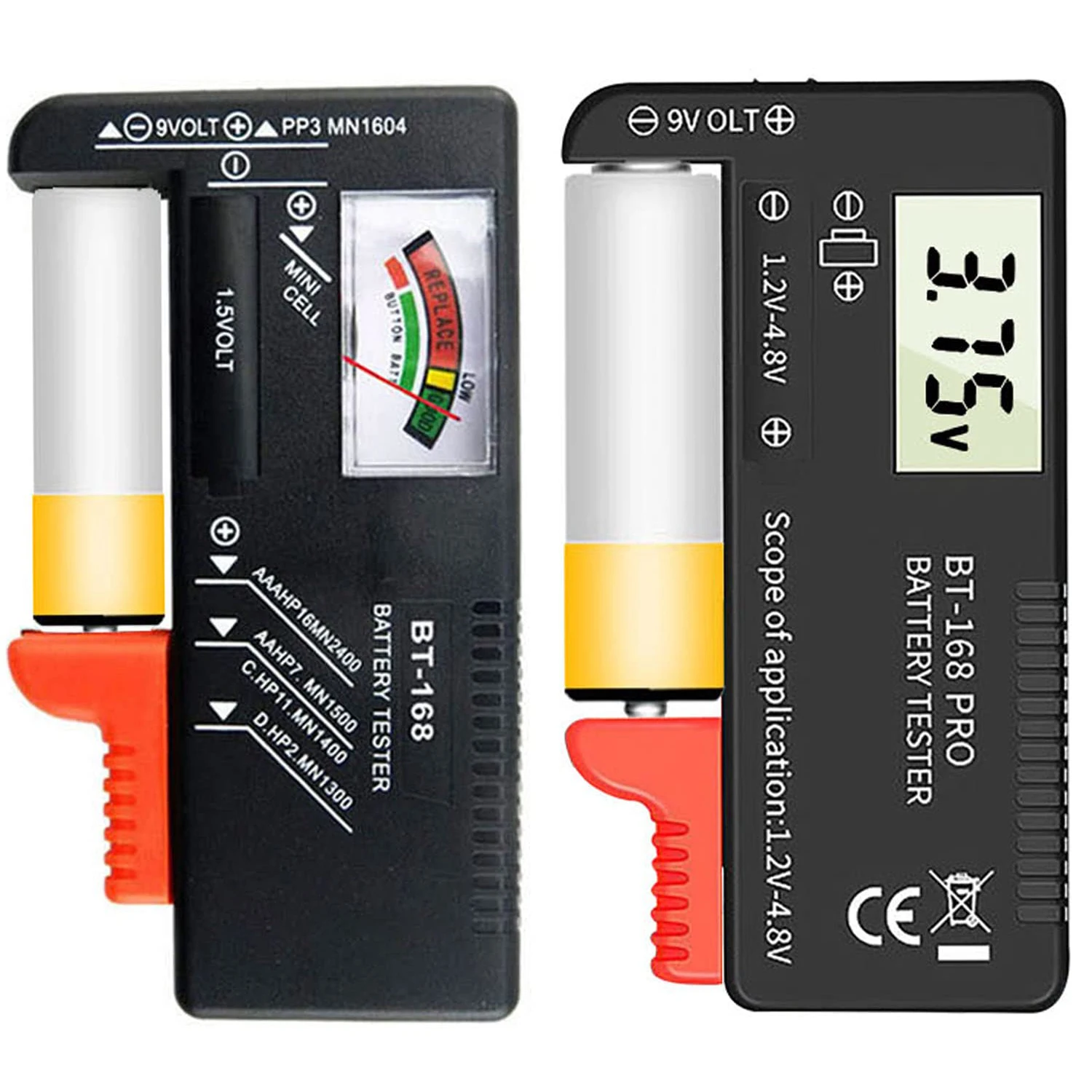 BT-168D Portable Digital Battery Tester Black Digital Battery Power Measuring Instrument The Function Battery Tester