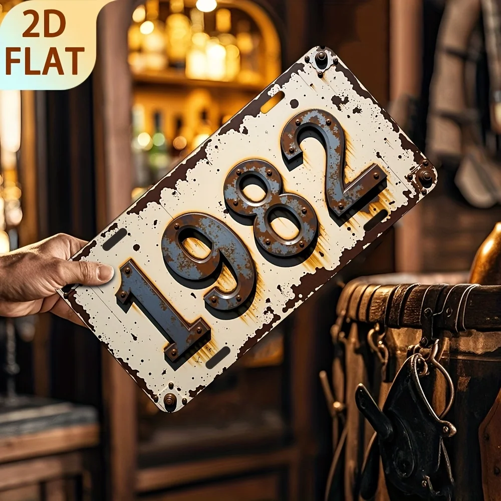 Aluminum Painting 1982 Vintage Rusty License Plate Style Retro Metal Tin Sign Wall Decor For Home Bar Garage Man Cave Decoration
