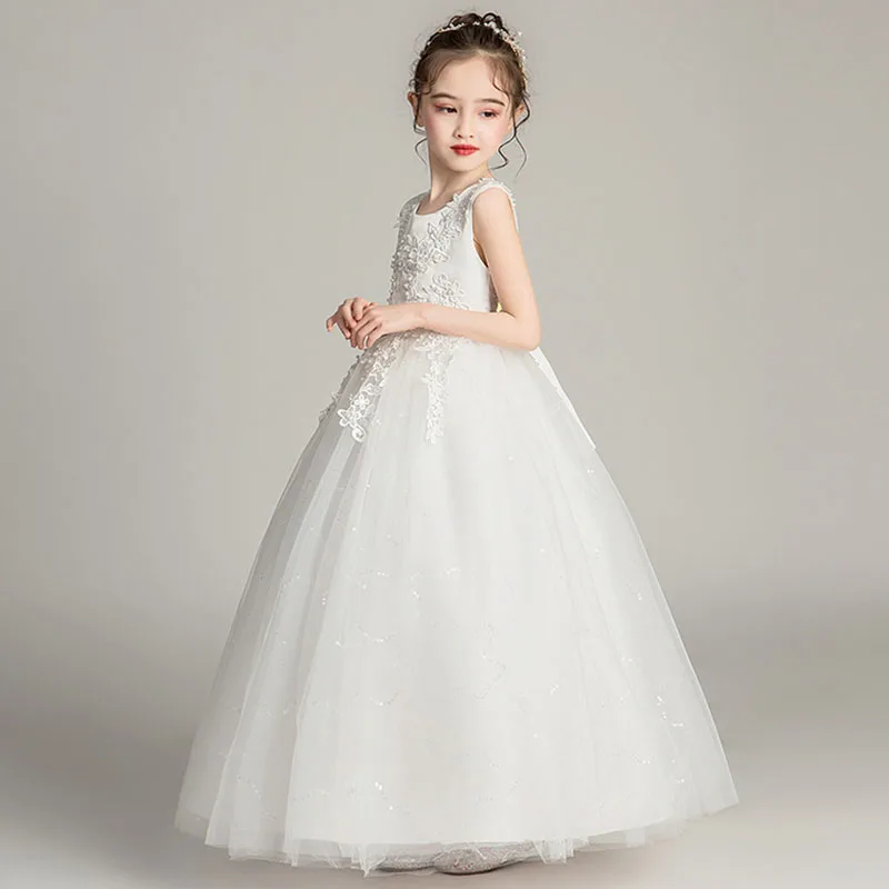 Kids Dresses For Girls Lace Dress Embroidered Gown Princess Clothes Children Formal Evening Party Flower Girls Wedding Vestidois