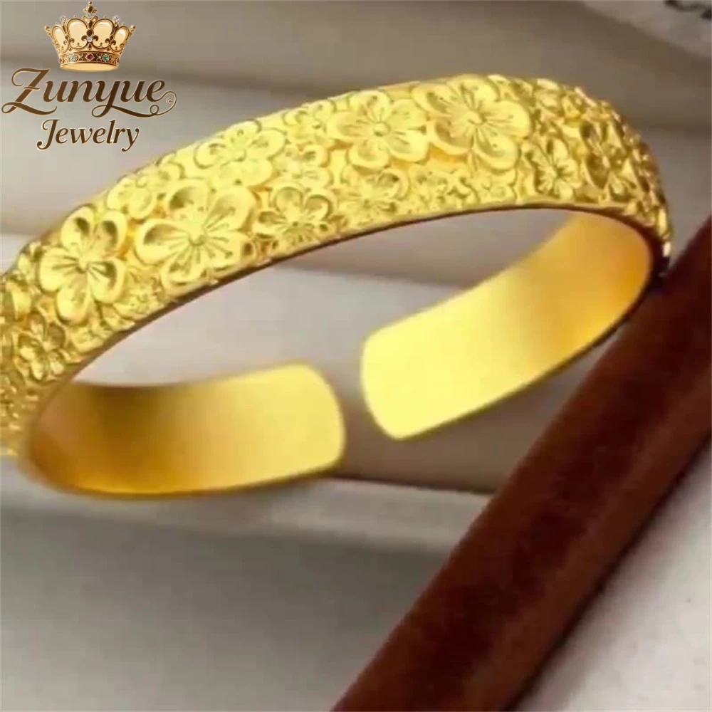 

Sand Gold Wide Peach Blossom Bracelet Luxury Quality Jewelry Best Selling Handicraft Fashion Jewelry Exquisite Elegant Charms