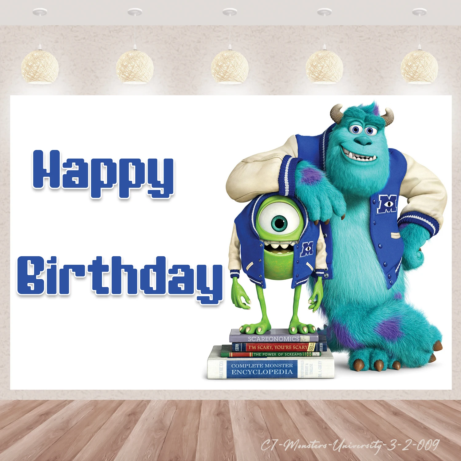 Monsters, Inc. Tema Universitas selamat ulang tahun pesta vinil latar belakang perlengkapan dekorasi ruangan fotografi Baby Shower Poster foto