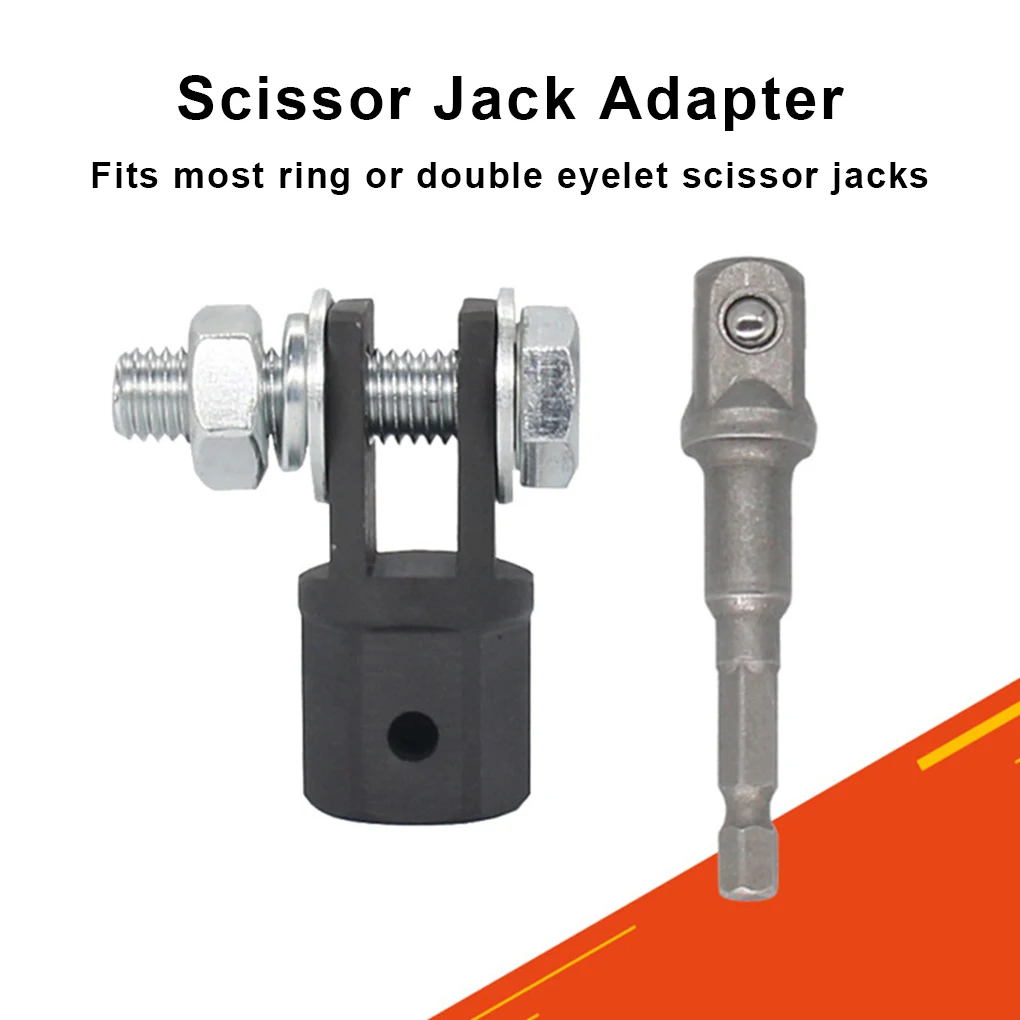 Shear Jack Drill Adapter 1/2 Inch Automotive Scissor Jack Adapter Adapter for Drive Impact Wrench RV Trailer Leveling Jack