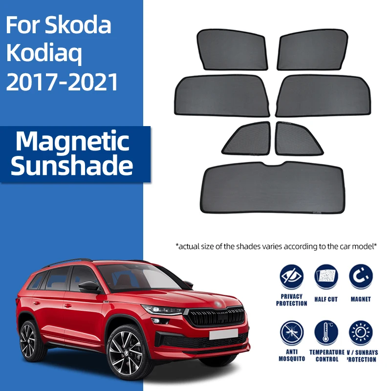 Dla Skoda Kodiaq NS7 2016-2023 magnetyczny osłona przeciwsłoneczna do samochodu wizjer przednia szyba rama kurtyna tylna osłona przeciwsłoneczna szyby bocznej osłona dla dziecka