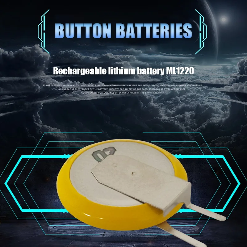3ชิ้น ML1220 3V ml 1220แบบชาร์จได้ CMOS RTC BIOS สำรองแบตเตอรี่ก้อนเล็กเซลล์แบตเตอรี่เหรียญพร้อมขาบัดกรี