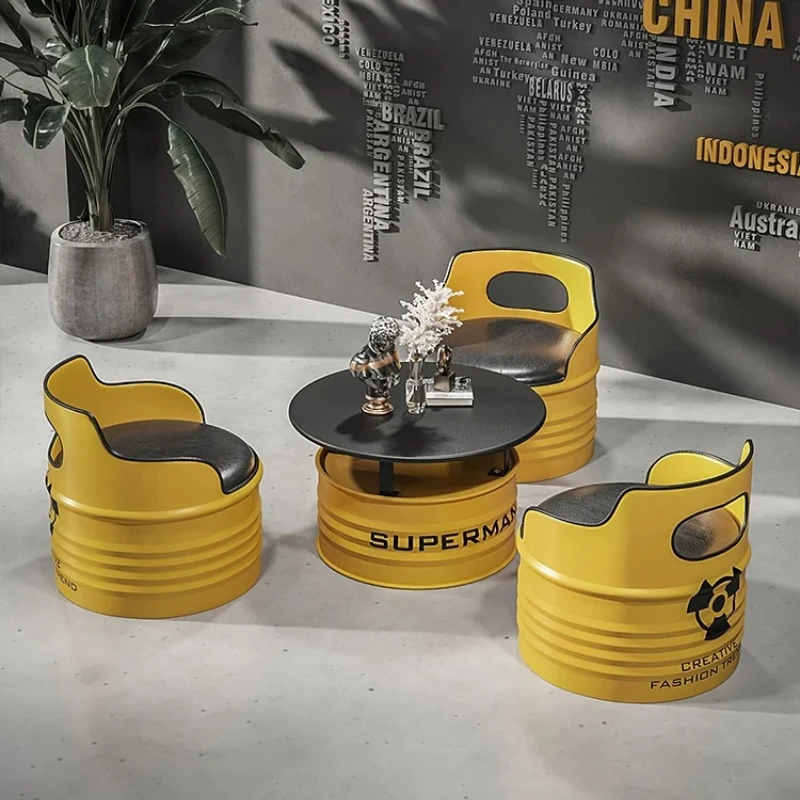 Oil Drum Booth Sofa Cafe Gym Chair Wrought Iron Reception Area Negotiation Internet Celebrity Industrial Style Tables And Chairs