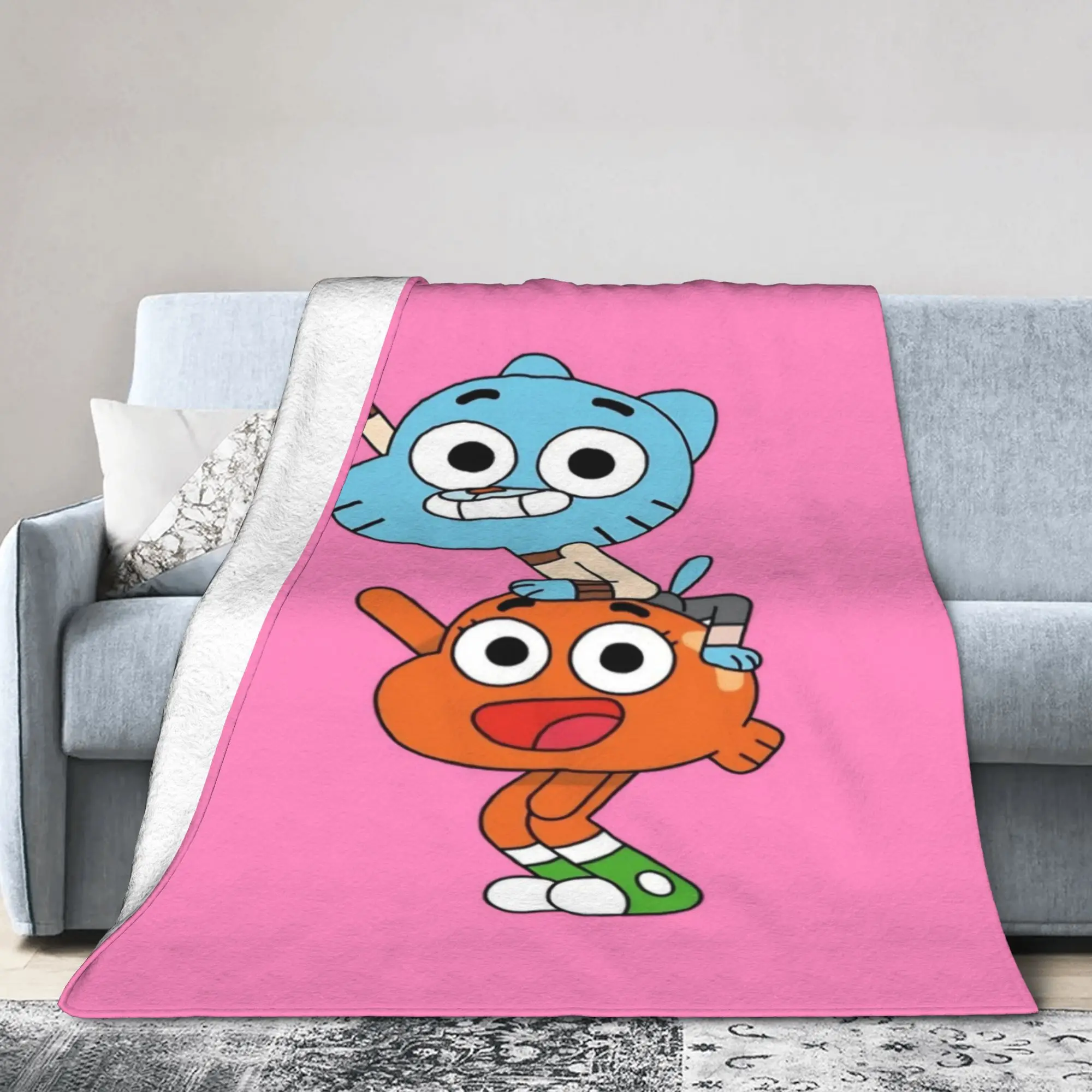 Gum Ball Darwins Blankets Amazing World Of Gum Ball Flannel Vintage Warm Throw Blankets for Bedding Lounge Decoration
