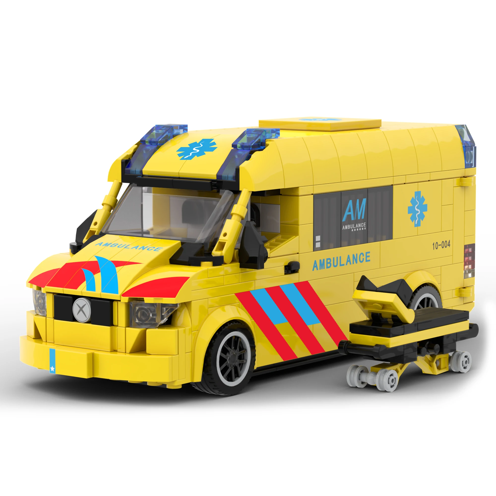 648 stks Europese Ambulances Bouwstenen Gele Stad Technische Noodvoertuig Model Auto Bricks Speelgoed voor Volwassenen Kinderen Geschenken
