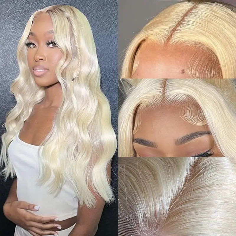 Rosabeauty 613 HD Transparent Body Wave 13x6 Blonde Lace Front Human Hair Wigs 250 Density 13X4 Frontal Wig Preplucked For Women