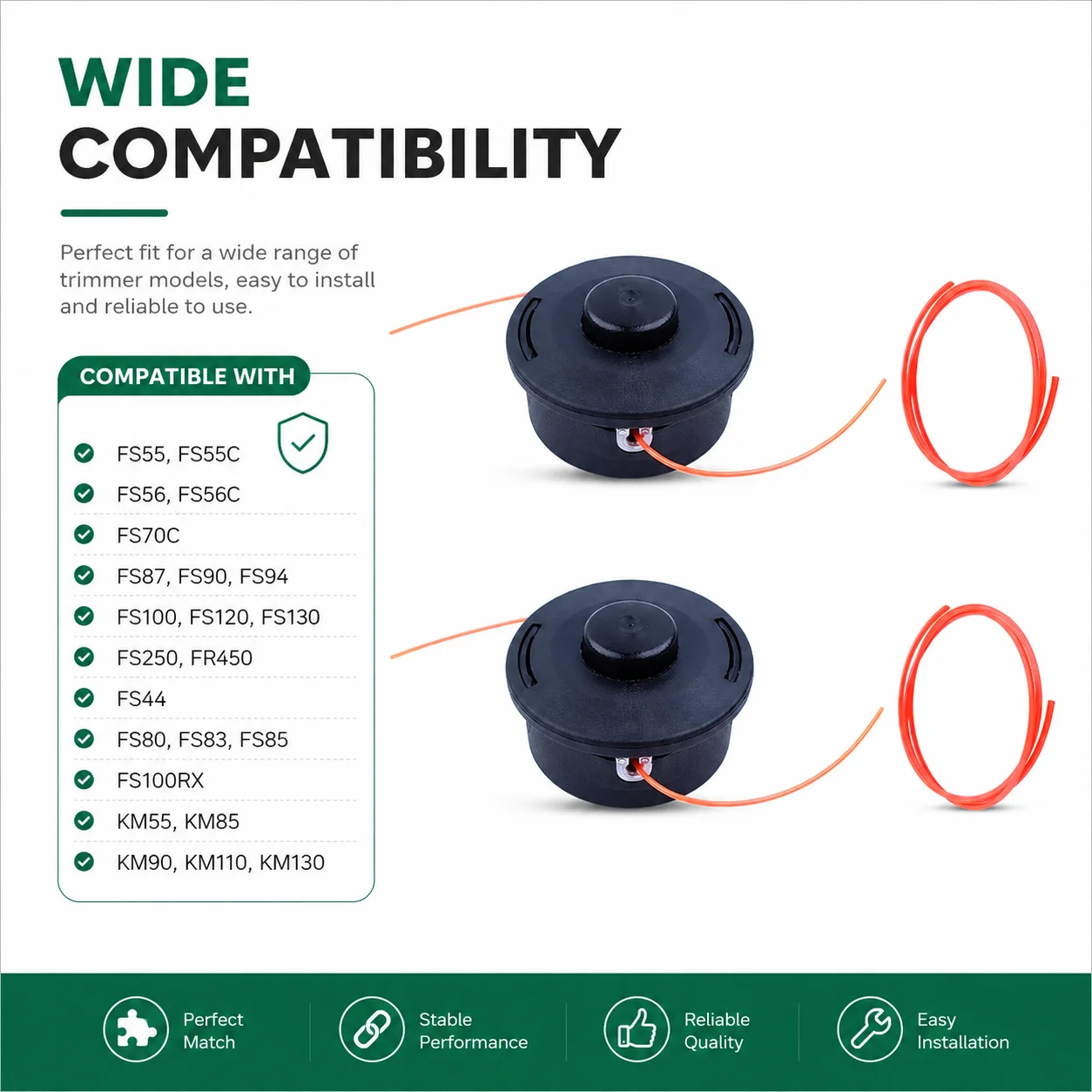 2Pcs Autocut 25-2 Cutting Head Set, Fits Stihl FS55 FS80 FS90 FS100 FS130 FR450 KM55 KM85 KM90 Brushcutter Trimmer Parts