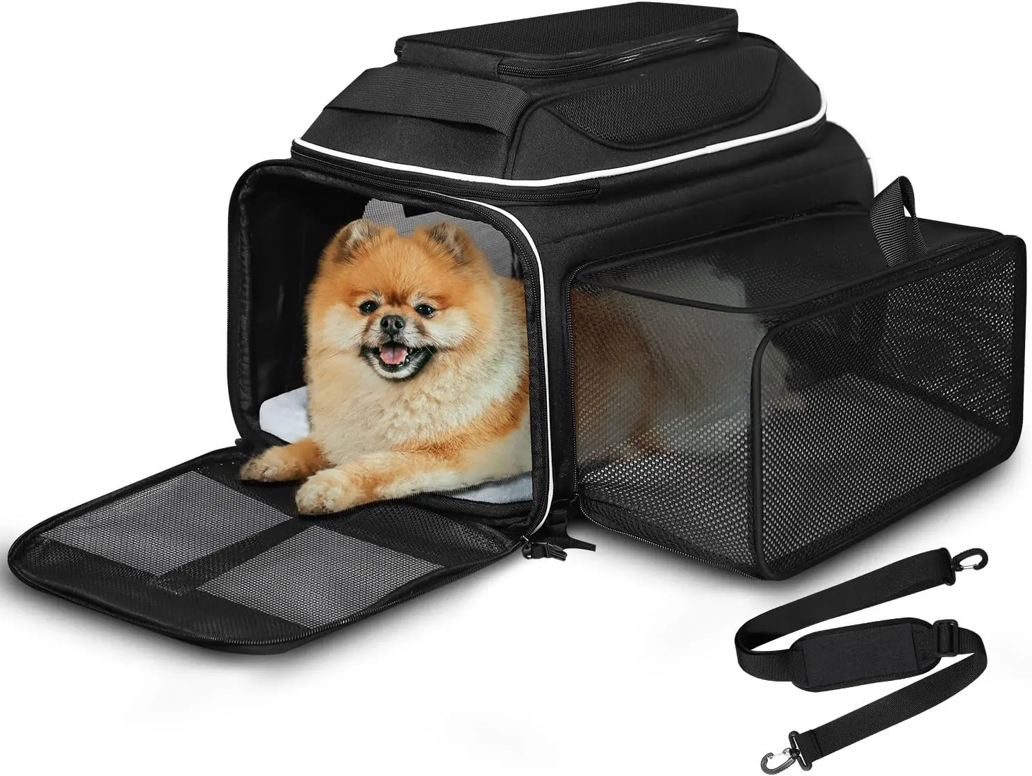 

Side Expandable Pet Carrier 17x11x9.5 Inches Alaska Airline Approved, Soft-Sided Carrier for Small Cats and Dogs with Lo