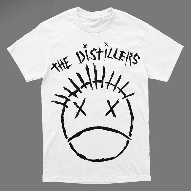 The Distillers Distillery Band Punk Rock American Vintage Sad Expression Graphic Short-Sleeved T-Shirt