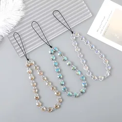 Fashion Crystal Love Butterfly Beaded Phone Chain Lanyard Simple Flower Anti Loss Wrist Strap Phone Case Rope Jewelry for Women
