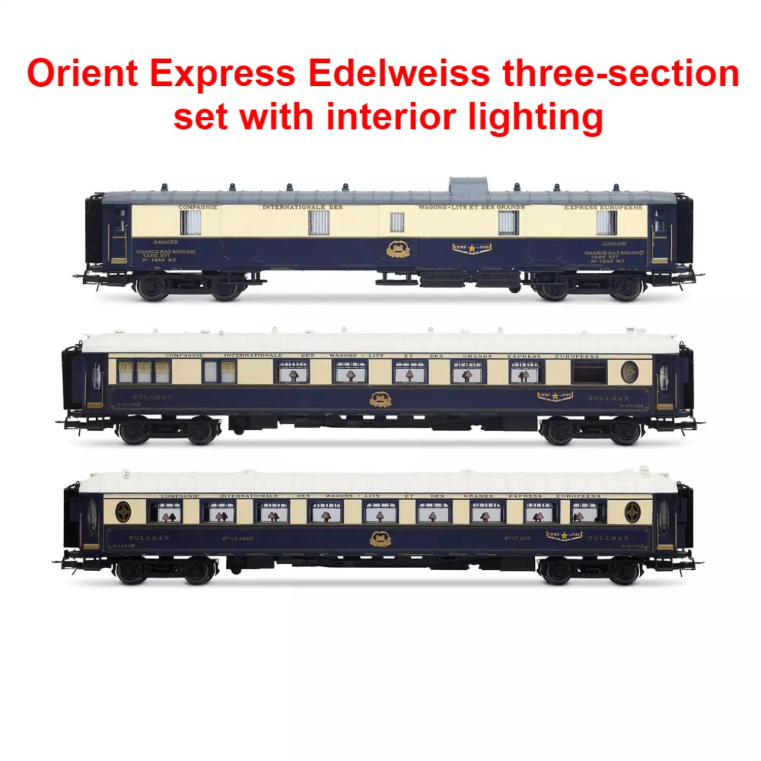 1/87 Toy Train RR/JOUEF Orient Express Edelweiss 3-car Set with Interior Lights Choose From Four Options Train Model Boys Gift