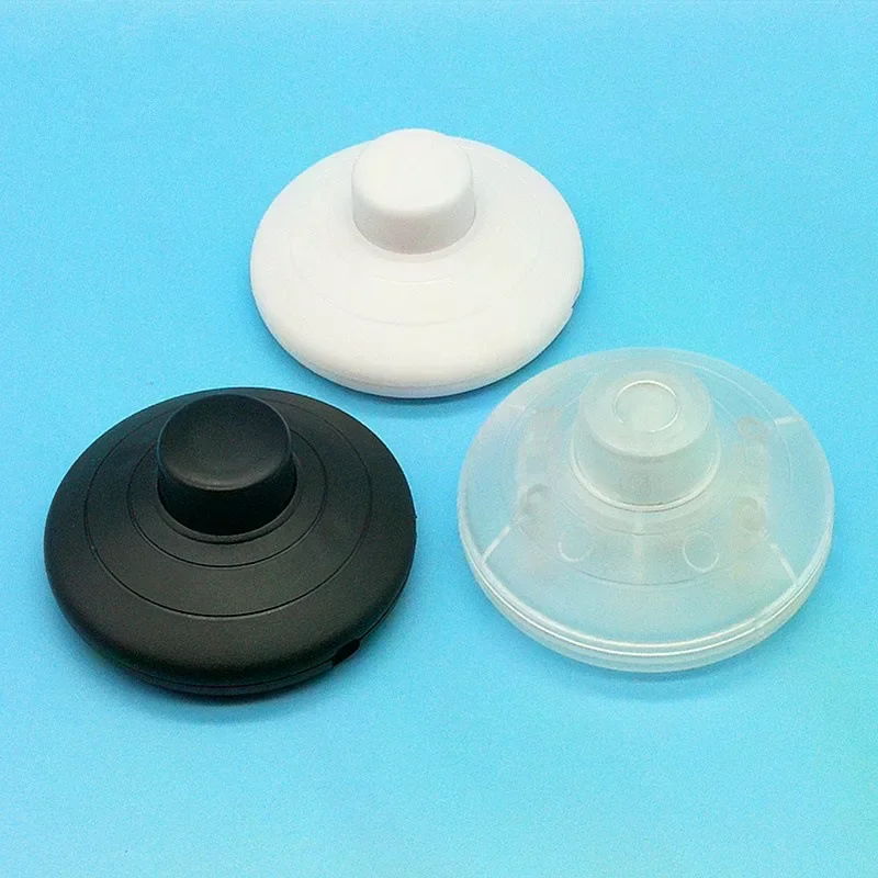 317 Round Foot Pedal Switch 7cm 3 Colors Black White Transparent Inline Cord Switch For Desk Lamp Lighting Adapter