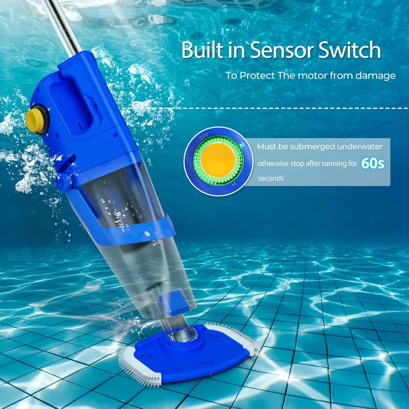 Efurden Rechargeable Pool Vacuum Cordless with Strong Suction up to 34 Gallons/min, 2 Modes Handheld Pool Cleaner 90 Mins