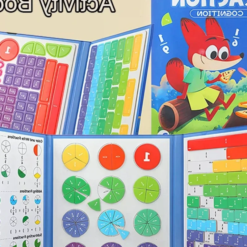 Giocattolo didattico per frazioni magnetiche per bambini - Disco matematico educativo ripiegabile con puzzle con partizione visiva