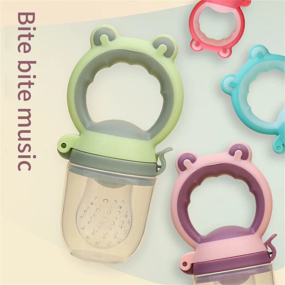 Cuillère d'alimentation pour bébé grenouille mignonne, extracteur de jus, mangeoire à fruits et légumes, biSantos sucette, mangeoire à mordre en silicone