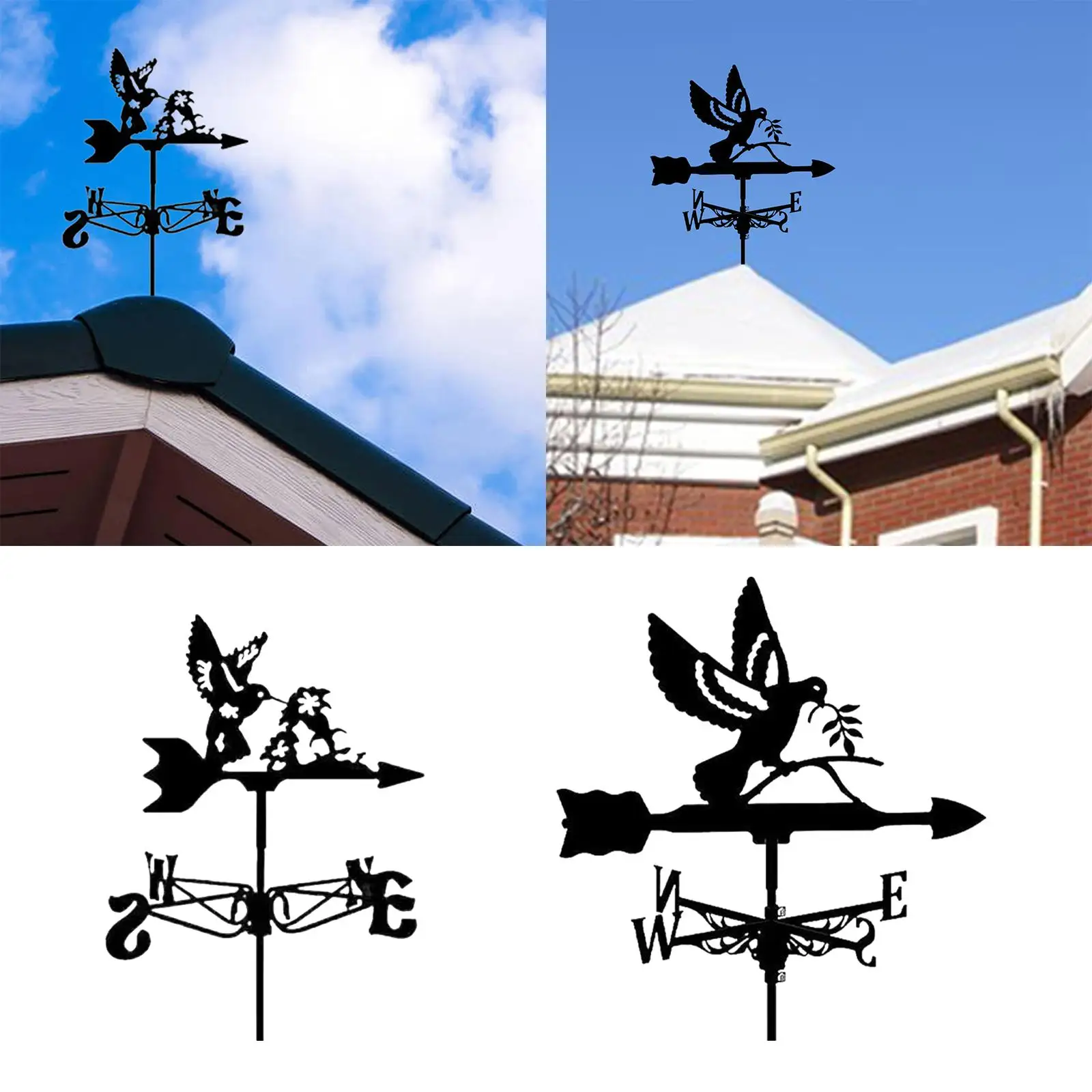 Bird Metal Weathervane Wind Direction Indicator for Courtyard Garden