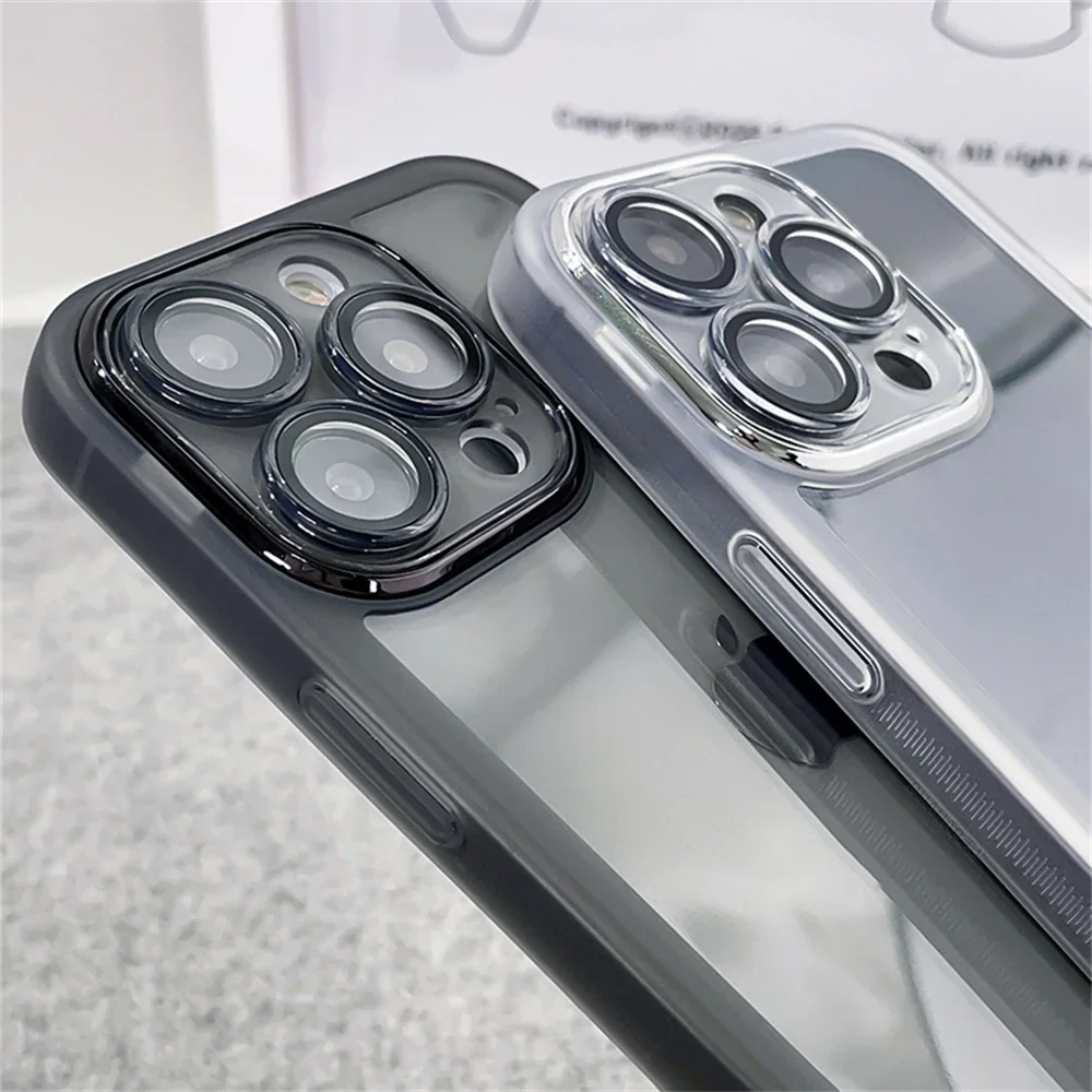 Protector de lente transparente a prueba de golpes, funda protectora de silicona suave para iPhone 15, 14, 13, 12, 11 Pro Max, accesorios para teléfono