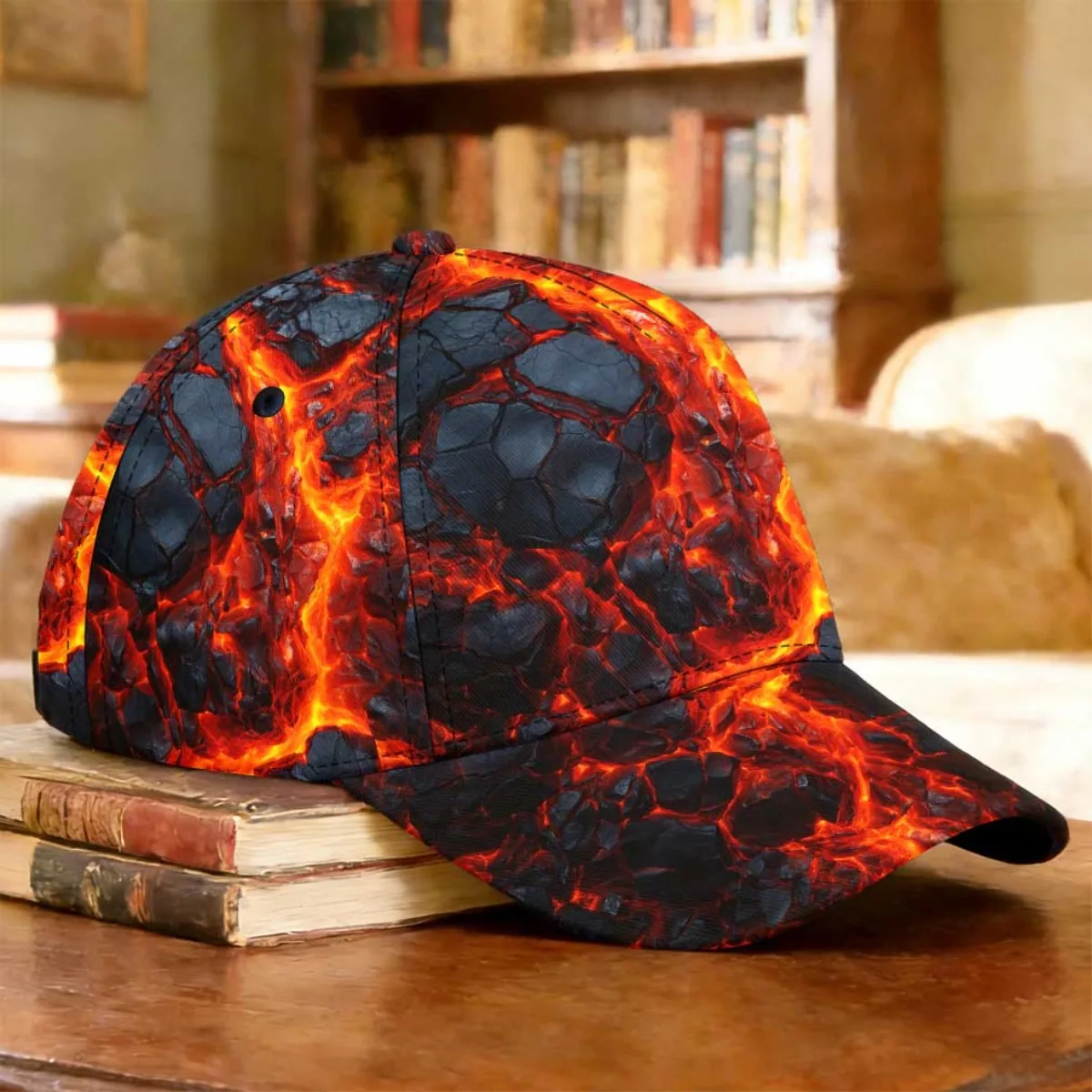 1pc 2D Flat Burning Lava Flow Baseball Cap Concert Dancing Summer Style Peaked Cap Father's Day Gift Skateboarding