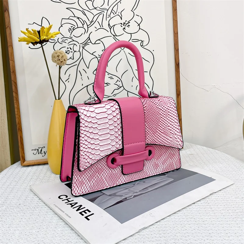 Alligator Leather Brand Bag Hourglass Handbag Contrast Color Crocodile Pattern Crossbody Bag With Short Handle Phone Purse Femme