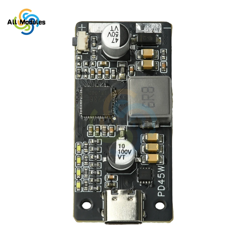 

2-6S PD45W Fast Charge Discharge Module QC3.0+ Type-C Output for Li-ion/LiFePO4 Battery Universal Power Bank Board