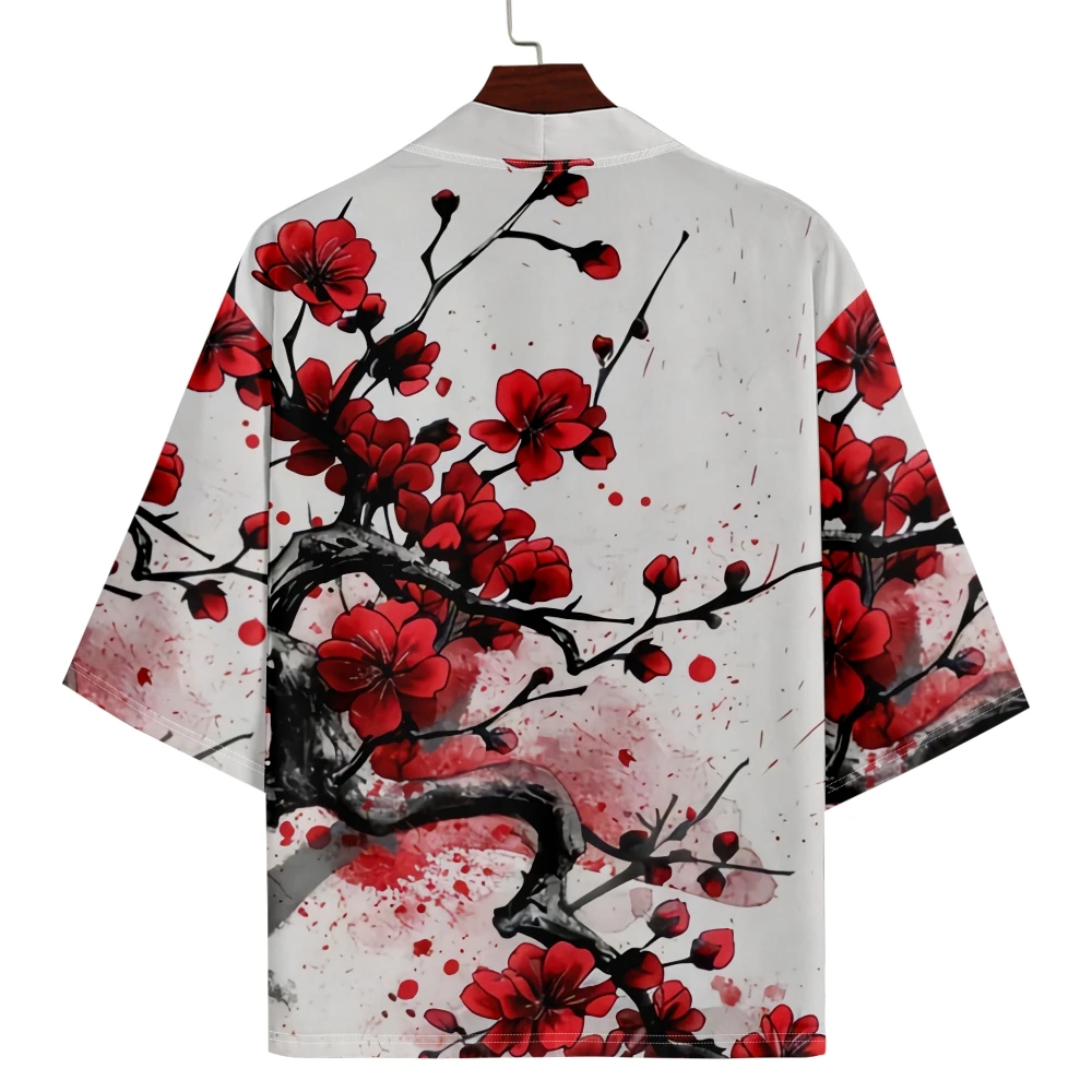 일본 기모노 남성 빈티지 꽃무늬 셔츠 의류 하라주쿠 카디건 남성용 전통 하오리 기모노 여성용