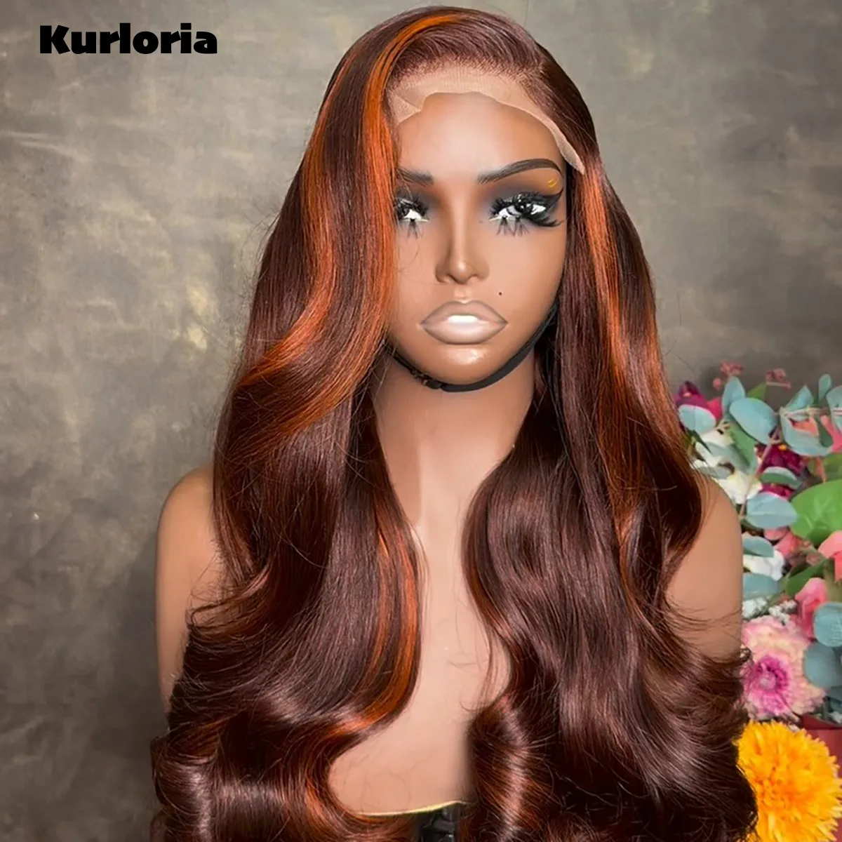 Highlights Orange 100% Human Hair 13x4 13x6 HD Transparent Lace Frontal Drawstring Glue-Free 4x4 Lace Closure Ready to Wear Wig